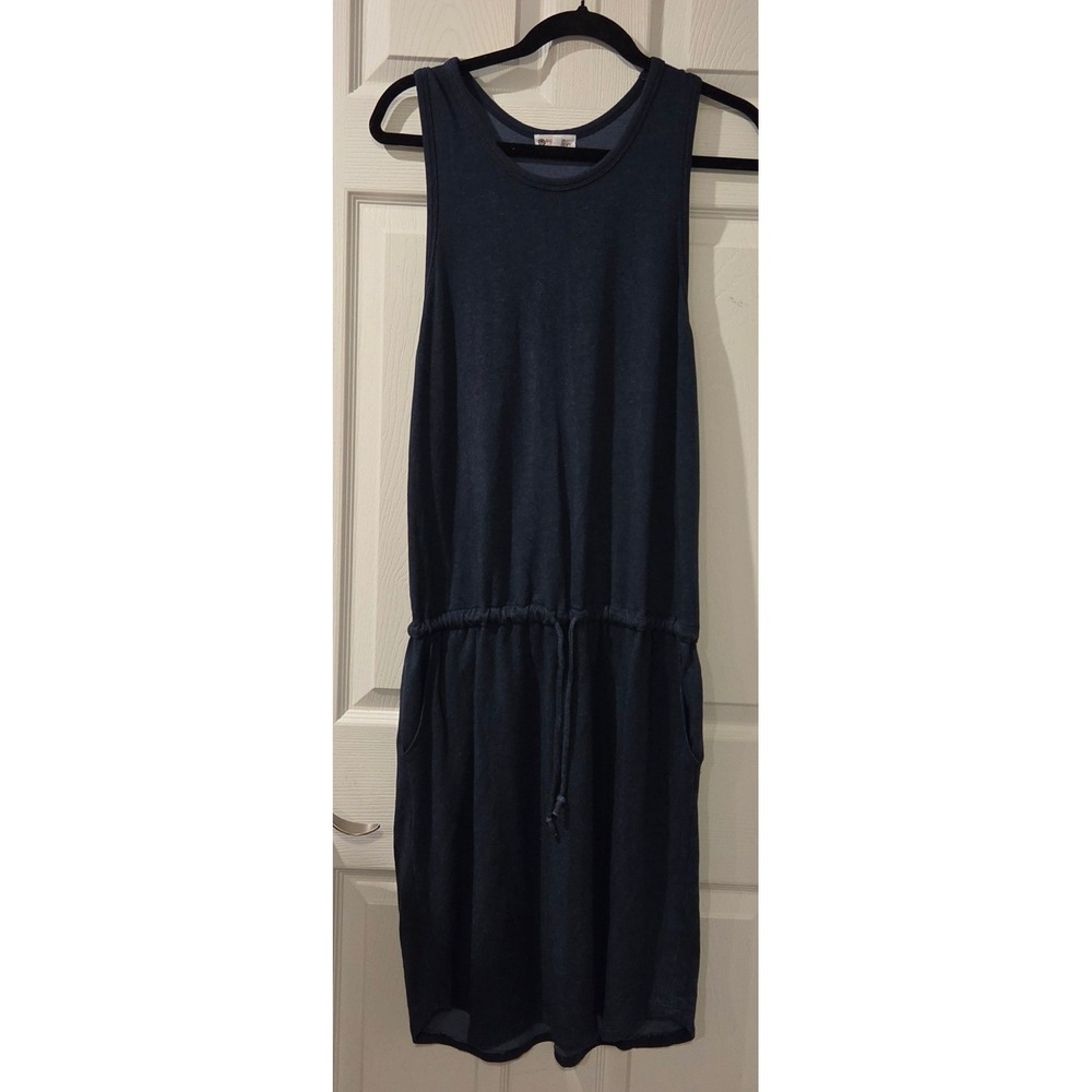 Sundry for Evereve Dress XL 4 Navy Racerback Drawstring Midi Pockets USA